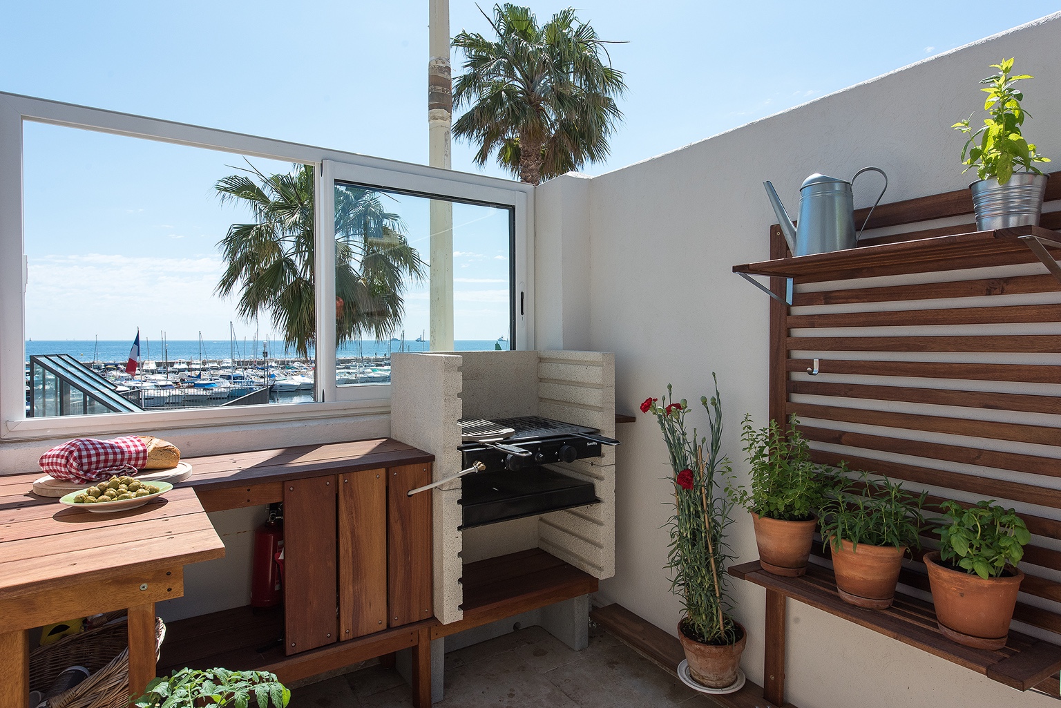 Outdoor barbecue corner on terrace